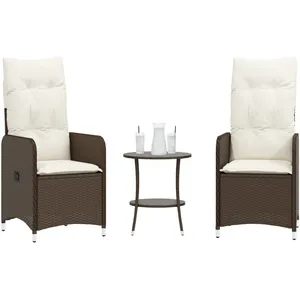 vidaXL Chaises de jardin inclinables lot de 2 et table résine tressée pas cher