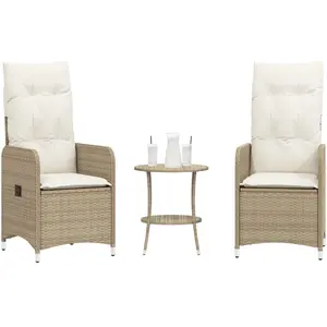 Comparateur de prix : vidaXL Chaises inclinables de jardin lot de 2 avec table beige rotin