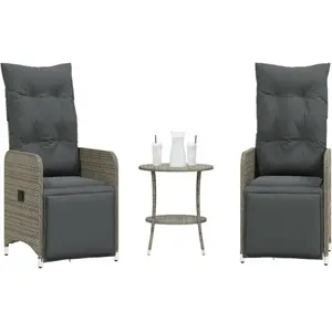 vidaXL Chaises inclinables de jardin lot de 2 et table résine tressée