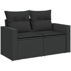 Comparateur de prix : vidaXL Canapé de jardin avec coussins 2 places noir résine tressée