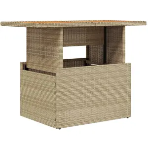 vidaXL Table de jardin beige 100x55x73cm résine tressée et bois acacia pas cher