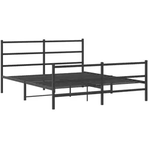 vidaXL Cadre de lit métal avec tête de lit/pied de lit noir 160x200 cm pas cher