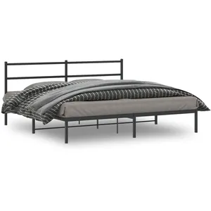 Vidaxl cadre de lit métal sans matelas avec tête de lit noir 193x203cm pas cher