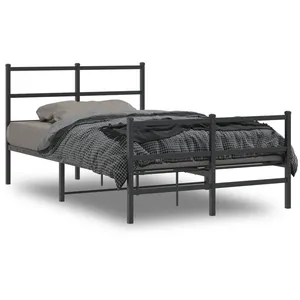 vidaXL Cadre de lit métal avec tête de lit/pied de lit noir 120x190 cm pas cher