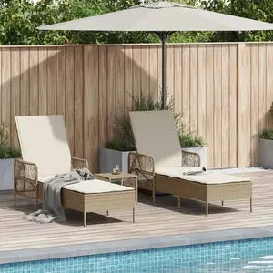vidaXL Vidaxl Ensemble De Chaises Longues Ensemble De 3 Beige Et Crème pas cher
