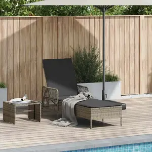 Vidaxl transat gris et gris foncé rattan pe 157 x 55 x 92 cm transat pas cher