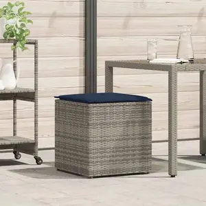 Vidaxl - Boîte À Coussins Avec Stockage Gris 50 X 50 X 50 Cm Polyrotin pas cher