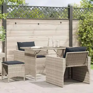 vidaXL Salon de jardin 4 pcs avec coussins gris clair résine tressée pas cher