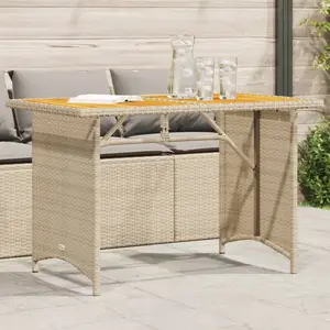 vidaXL Table de jardin avec dessus en bois noir 110x68x70 cm rotin pas cher