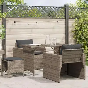 vidaXL Salon de jardin 4 pcs avec coussins gris résine tressée pas cher
