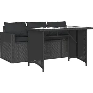 vidaXL Ensemble à manger de jardin coussins 2pcs noir résine tressée pas cher
