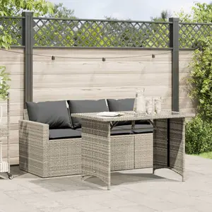 vidaXL Ensemble à manger de jardin et coussins 2 pcs gris clair rotin pas cher