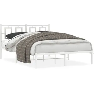 Vidaxl cadre de lit métal sans matelas et tête de lit blanc 135x190 cm pas cher