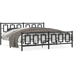 Vidaxl cadre de lit métal sans matelas avec pied de lit noir 193x203cm pas cher