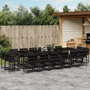 vidaXL Ensemble à manger de jardin 17 pcs coussins noir résine tressée pas cher