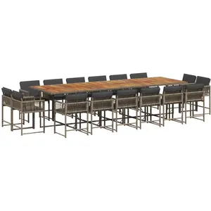 vidaXL Ensemble à manger de jardin 17 pcs et coussins résine tressée pas cher