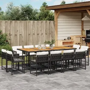 vidaXL Ensemble à manger de jardin 13 pcs coussins noir résine tressée pas cher