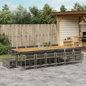 vidaXL Ensemble à manger de jardin 17 pcs et coussins résine tressée pas cher