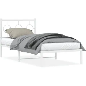 vidaXL Cadre de lit métal avec tête de lit blanc 90x200 cm pas cher