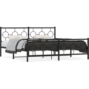 Vidaxl cadre de lit métal sans matelas avec pied de lit noir 183x213cm pas cher