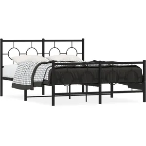 Vidaxl cadre de lit métal sans matelas avec pied de lit noir 135x190cm pas cher