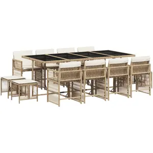 vidaXL Ensemble à manger de jardin et coussins 13 pcs beige pas cher