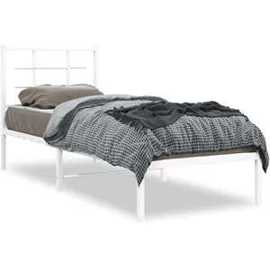 Vidaxl cadre de lit métal sans matelas avec tête de lit blanc 75x190cm pas cher