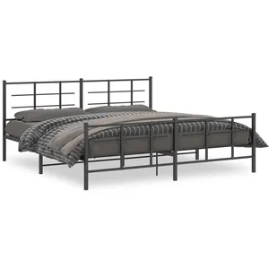 Vidaxl cadre de lit métal sans matelas avec pied de lit noir 193x203cm pas cher