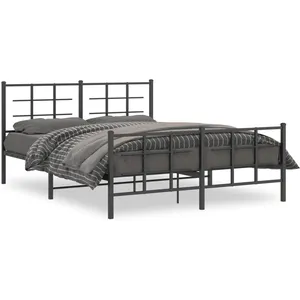 vidaXL Cadre de lit métal avec tête de lit/pied de lit noir 150x200 cm pas cher