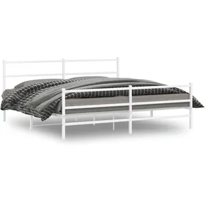Vidaxl cadre de lit métal sans matelas et pied de lit blanc 193x203 cm pas cher