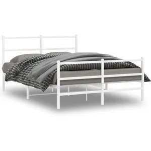 Vidaxl cadre de lit métal sans matelas et pied de lit blanc 135x190 cm pas cher
