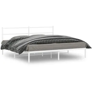 vidaXL Cadre de lit métal avec tête de lit blanc 183x213 cm pas cher