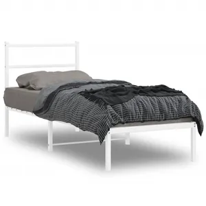 vidaXL Cadre de lit métal avec tête de lit blanc 80x200 cm pas cher