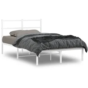 vidaXL Cadre de lit métal avec tête de lit blanc 120x190 cm pas cher