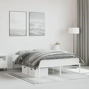 vidaXL Cadre de lit métal blanc 135x190 cm pas cher