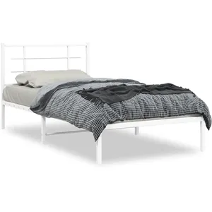 Vidaxl cadre de lit métal sans matelas et tête de lit blanc 107x203 cm pas cher