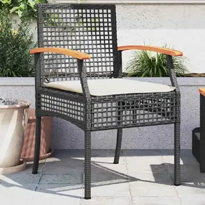 vidaXL Chaises de jardin coussins lot de 2 noir résine tressée acacia pas cher
