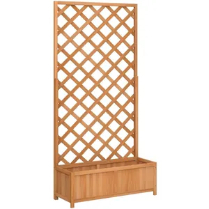 Comparateur de prix : vidaXL Jardinière avec treillis marron bois massif de sapin
