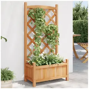 vidaXL Jardinière avec treillis marron bois massif de sapin