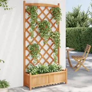 Comparateur de prix : vidaXL Jardinière avec treillis marron bois massif de sapin