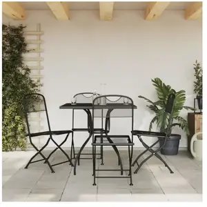 vidaXL Ensemble à manger de jardin 5 pcs anthracite métal maille pas cher