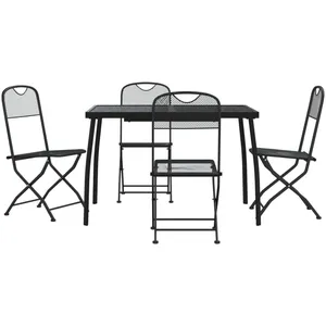 Comparateur de prix : vidaXL Ensemble à manger de jardin 5 pcs anthracite métal maille