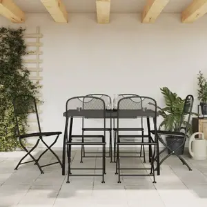 vidaXL Ensemble à manger de jardin 7 pcs anthracite métal maille pas cher