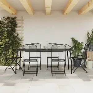 Comparateur de prix : vidaXL Ensemble à manger de jardin 7 pcs anthracite métal maille