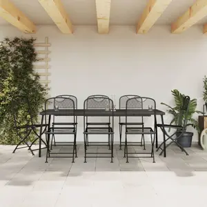 Comparateur de prix : vidaXL Ensemble à manger de jardin 9 pcs anthracite métal maille