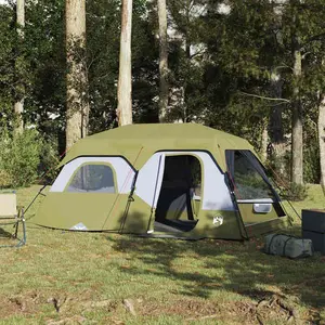 Comparateur de prix : Vidaxl tente familiale 9 personnes vert libération rapide imperméable