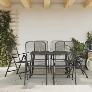 Comparateur de prix : vidaXL Ensemble à manger de jardin 7 pcs anthracite métal maille