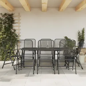 Comparateur de prix : vidaXL Ensemble à manger de jardin 9 pcs anthracite métal maille