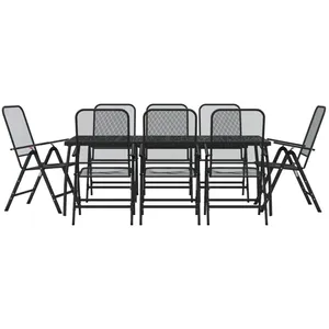 Comparateur de prix : vidaXL Ensemble à manger de jardin 9 pcs anthracite métal maille