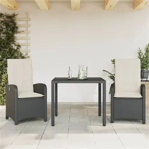 vidaXL Ensemble à manger de jardin avec coussins 3 pcs Noir pas cher